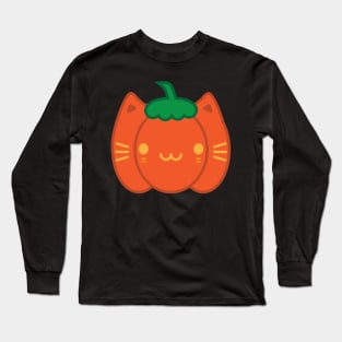 Kawaii Halloween Pumpkin Cat Long Sleeve T-Shirt